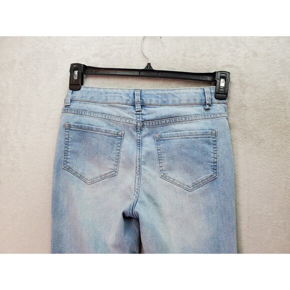 SO Jeans Girls Size 14 Light Blue‎ Denim Cotton Skinny Lace Trim Snap Button Fly - Picture 8 of 11